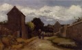 männliche und weibliche Bauern auf einem Weg der Camille Pissarro Landschaft Kreuzung